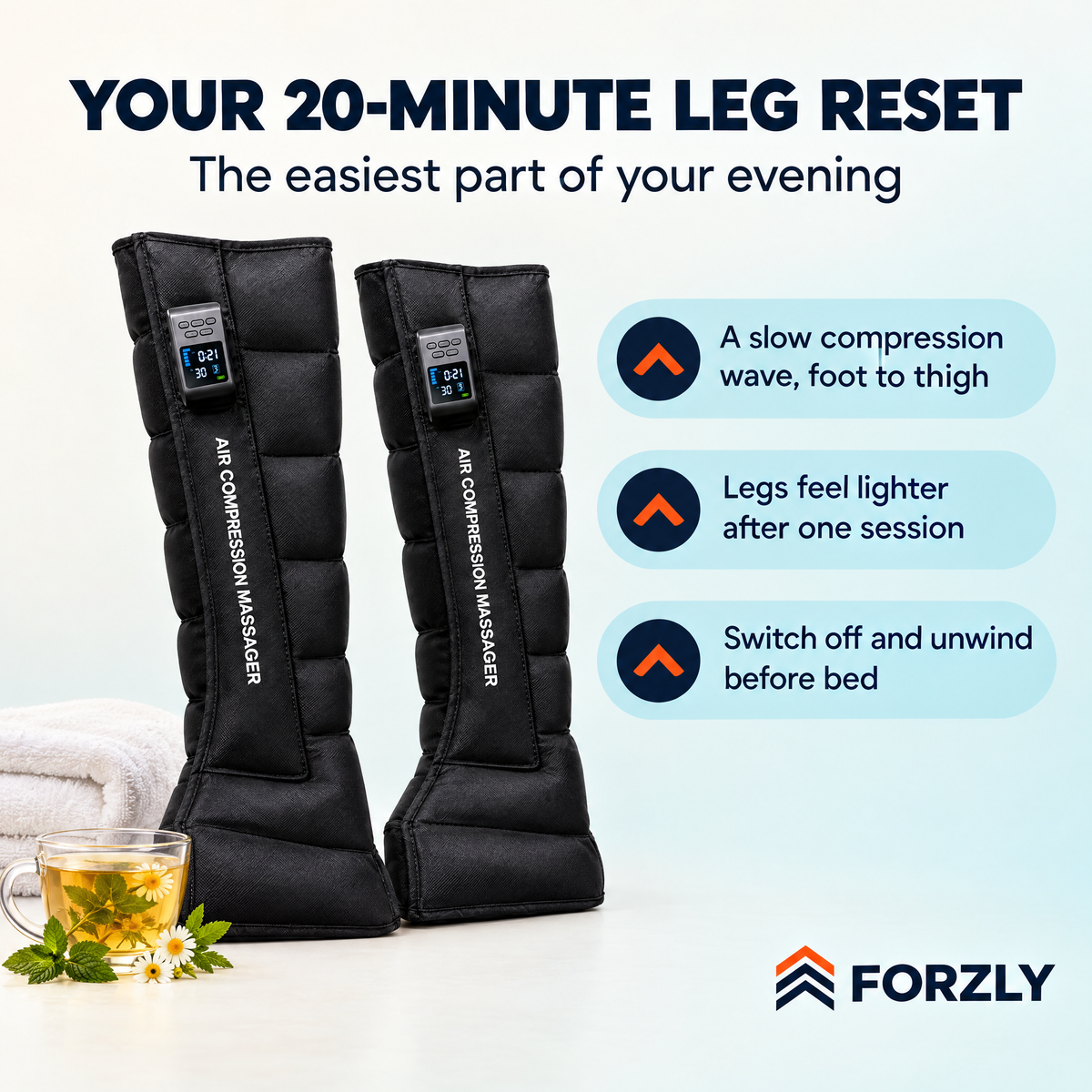 Your 20-minute leg reset: a slow compression wave from foot to thigh