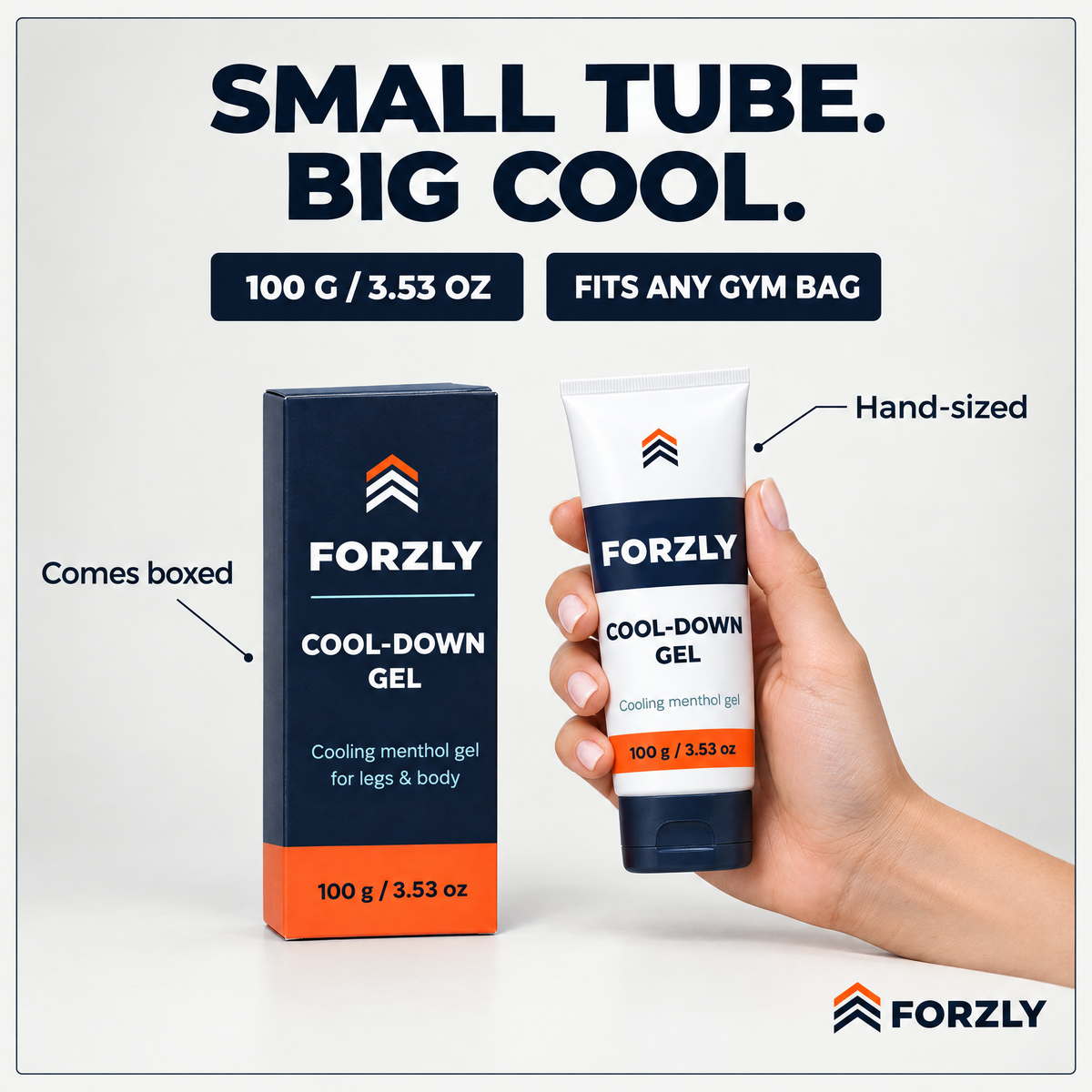 Small tube, big cool: 100 g / 3.53 oz, fits any gym bag