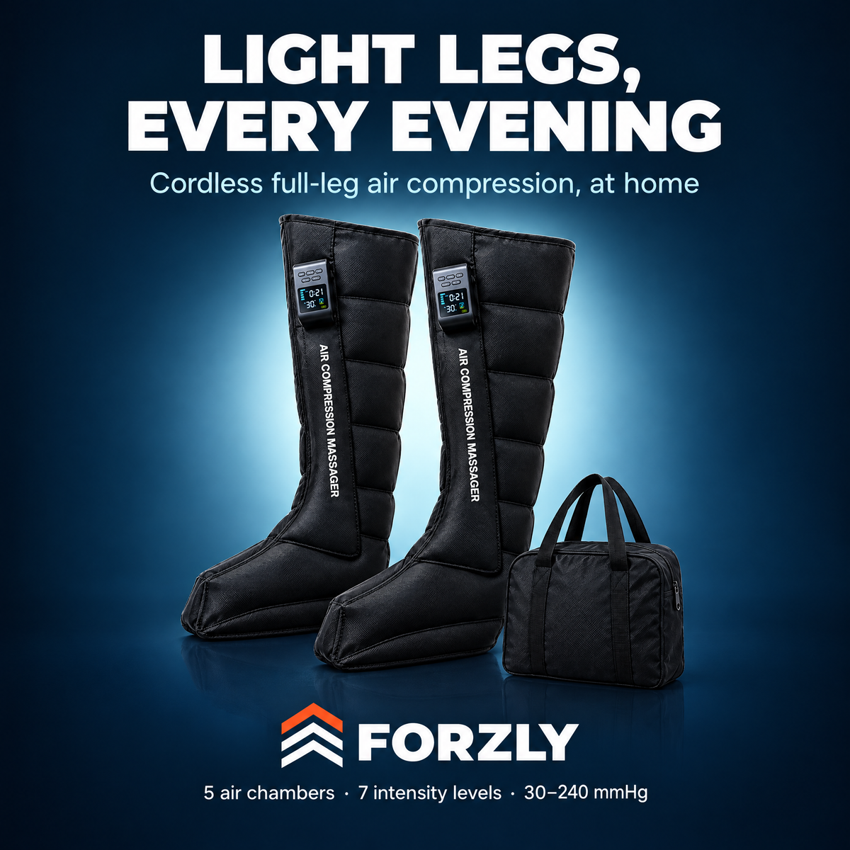 Forzly UpFlow Boots: light legs every evening, cordless full-leg air compression